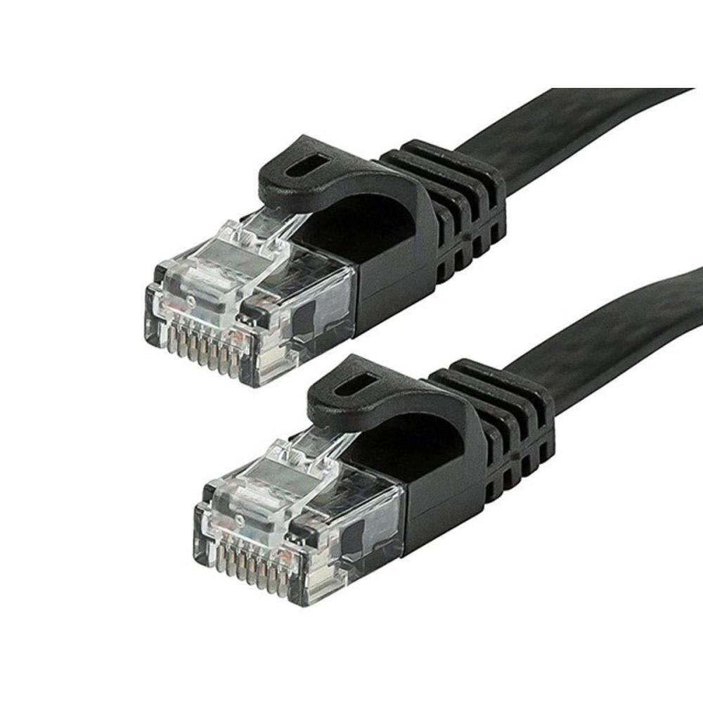 imageMonoprice Flexboot Cat6 Ethernet Patch Cable Snagless RJ45 Flat 550MHz UTP Pure Bare Copper Wire 30AWG 10 ft WhiteBlack