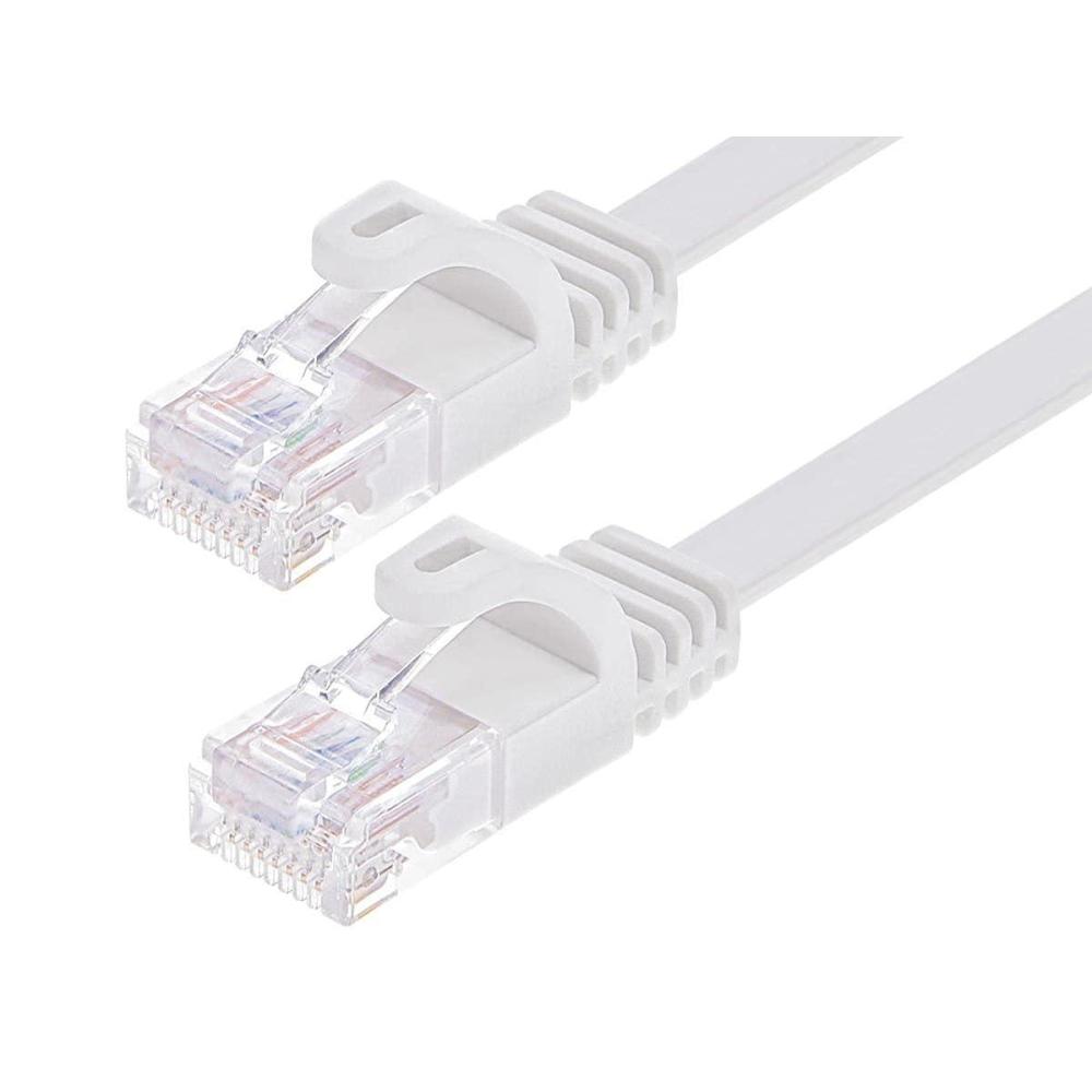 imageMonoprice Flexboot Cat6 Ethernet Patch Cable Snagless RJ45 Flat 550MHz UTP Pure Bare Copper Wire 30AWG 10 ft WhiteWhite