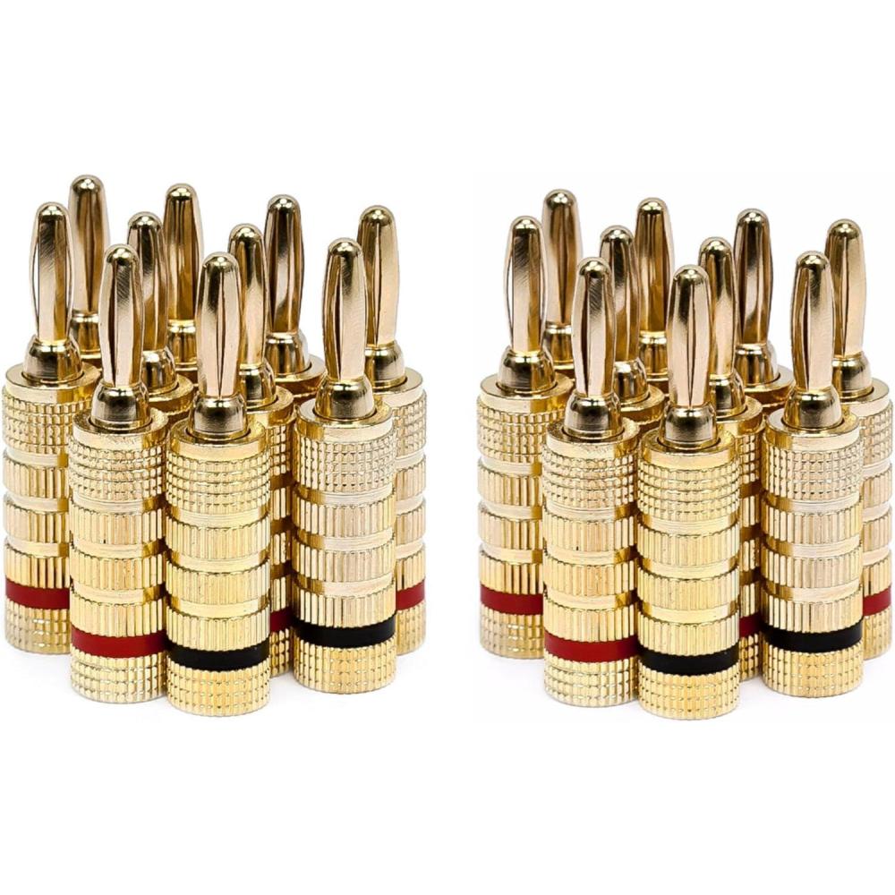 imageMonoprice Gold Plated Speaker Banana Plugs  5 Pairs  Closed Screw Type For Speaker Wire Home Theater Wall Plates And More10 Pairs