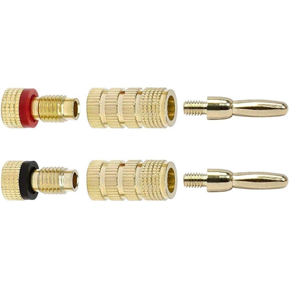 imageMonoprice Gold Plated Speaker Banana Plugs  5 Pairs  Closed Screw Type For Speaker Wire Home Theater Wall Plates And More20 pairs