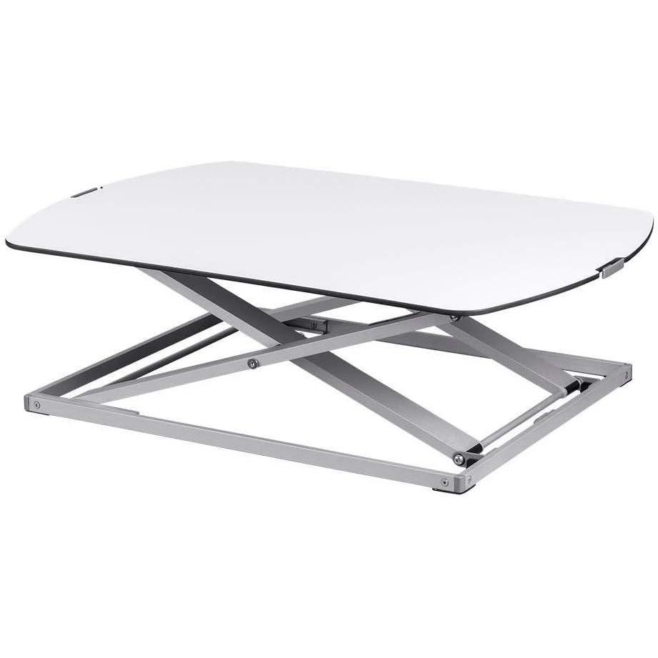 imageMonoprice Height Adjustable PC Workstation Cart for Seated or Standing Position with 28 Inch Table TopTwo Additional Accessory Shelves Ideal for Work and Home Black Keyboard MonitorAluminum