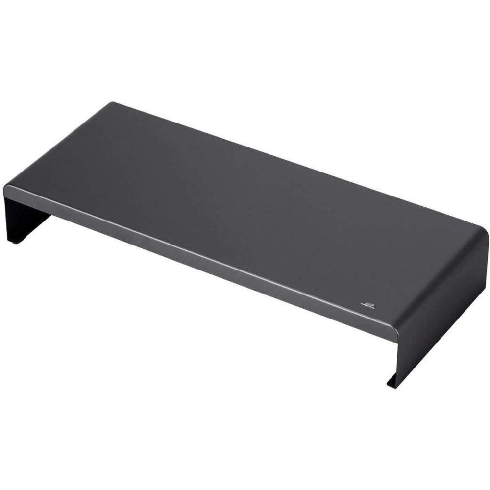 imageMonoprice Medium Multimedia Desktop Stand Black Glass 276quot x 122quot x 3quot  Stand ampamp Riser Laptop Stand Desktop TV Stand Dual Monitors w Height Adjustable Legs  Workstream Collection 116360 256quot x 110quotBlack Metal