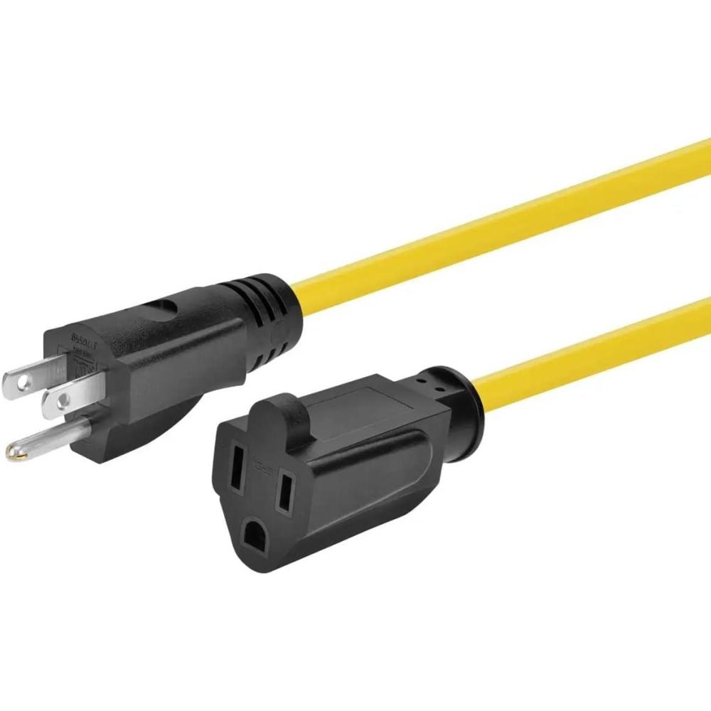 imageMonoprice Outdoor Extension Cord NEMA 515P to NEMA 515R 15A SJTW for Computers Monitors Scanners Printers 14AWG 50 Feet Yellow50 Feet