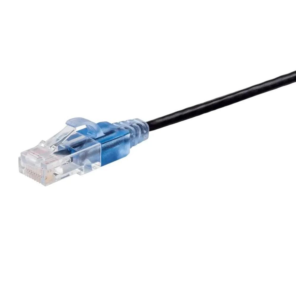 imageMonoprice SlimRun Cat6A Ethernet Patch Cable  Snagless RJ45 Stranded 550Mhz UTP Pure Bare Copper Wire 10G 30AWG 7ft Black 1PackBlack