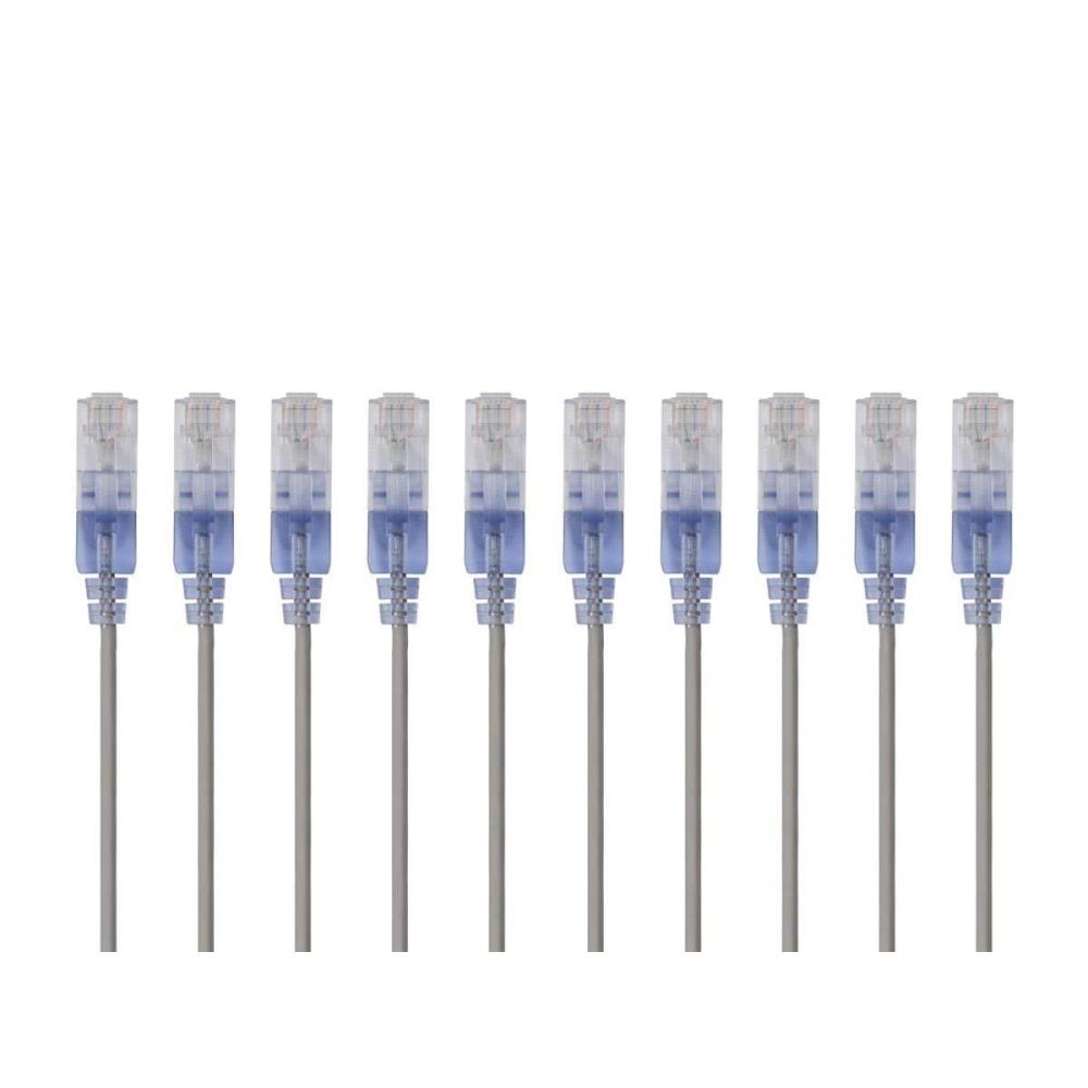 imageMonoprice SlimRun Cat6A Ethernet Patch Cable Snagless RJ45 Stranded 550Mhz UTP Pure Bare Copper Wire 10G 30AWG 7ft Black 1PackGray