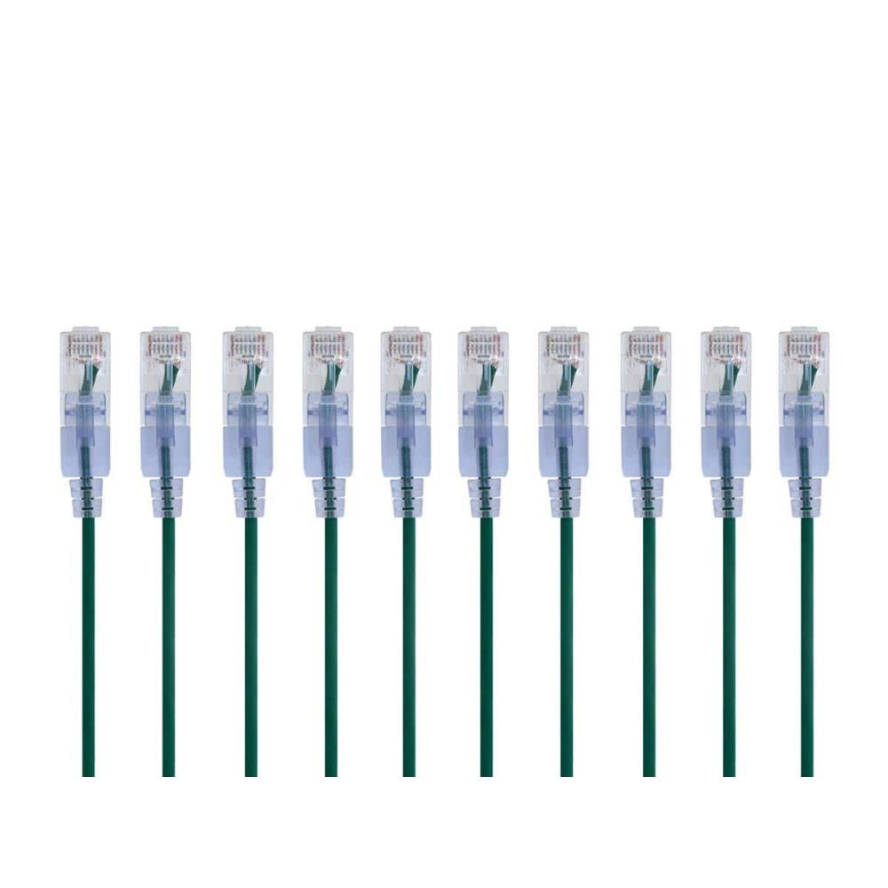 imageMonoprice SlimRun Cat6A Ethernet Patch Cable Snagless RJ45 Stranded 550Mhz UTP Pure Bare Copper Wire 10G 30AWG 7ft Black 1PackGreen