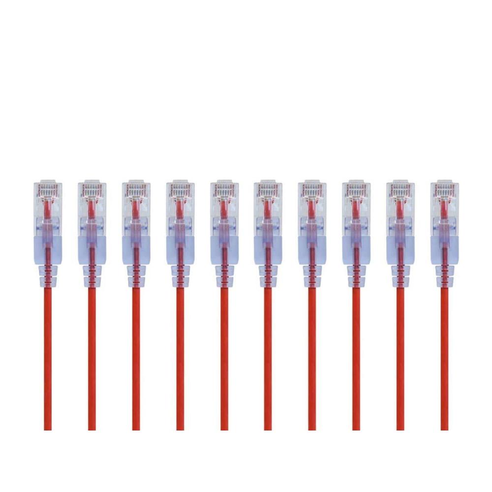 imageMonoprice SlimRun Cat6A Ethernet Patch Cable  Snagless RJ45 Stranded 550Mhz UTP Pure Bare Copper Wire 10G 30AWG 7ft Black 1PackRed