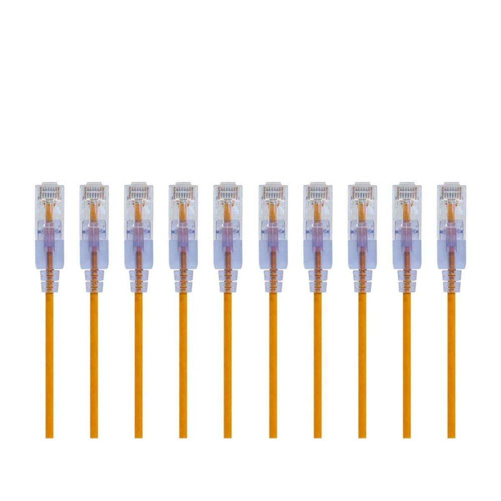 imageMonoprice SlimRun Cat6A Ethernet Patch Cable  Snagless RJ45 Stranded 550Mhz UTP Pure Bare Copper Wire 10G 30AWG 7ft Black 1PackYellow