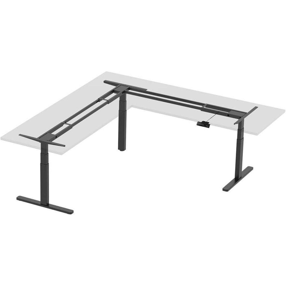 imageMonoprice Triple Motor Height Adjustable SitStand Corner Desk Frame  3 Leg Corner L Shaped Table Base Programmable Memory Settings Lift Up to 265 Pounds Black  Workstream CollectionBlack