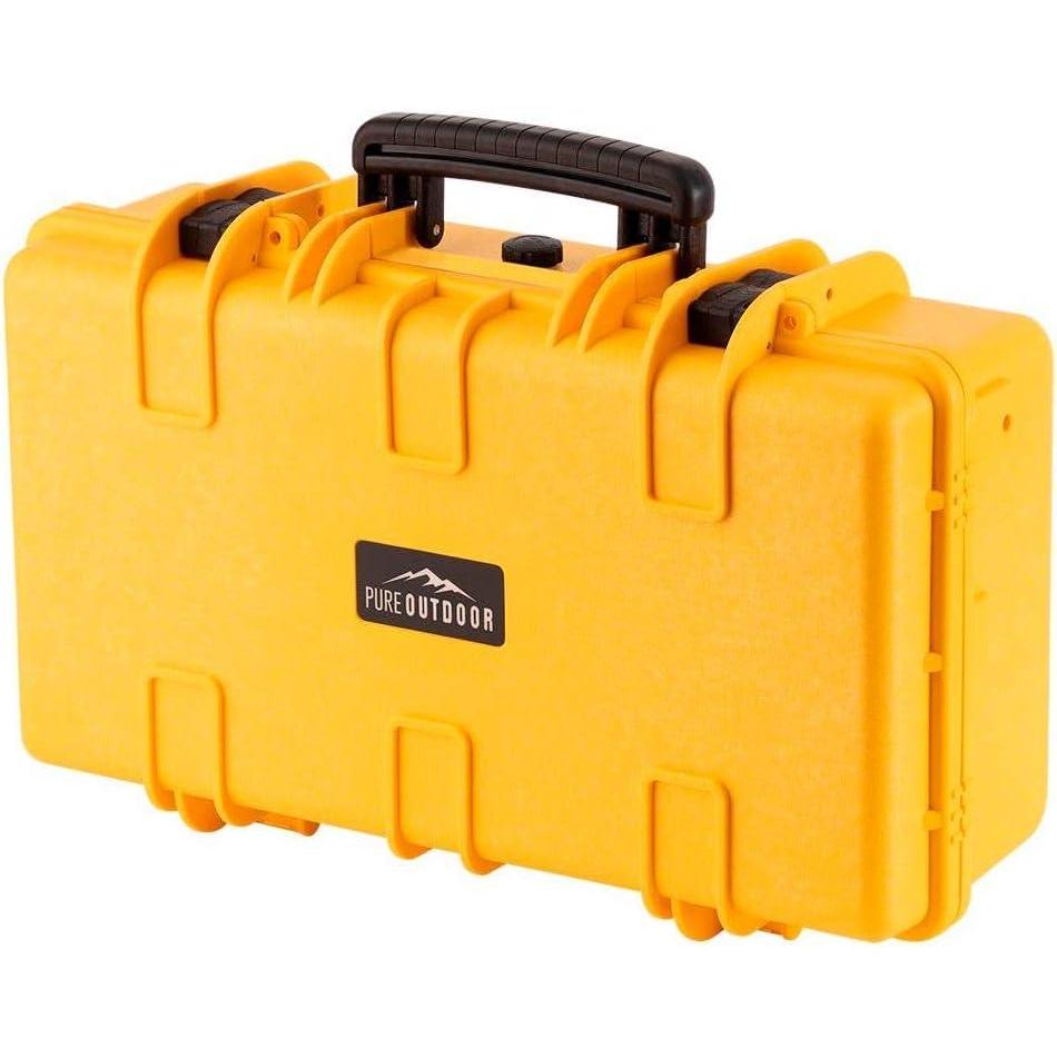 imageMonoprice Weatherproof Hard Case  33 x 22 x 17 Inches With Wheels and Customizable Foam Shockproof IP67 Ultraviolet And Impact Resistant Material Black  Pure Outdoor Collection 1458 Literyellow
