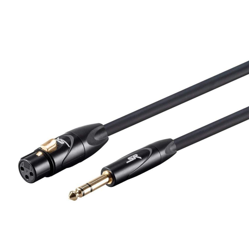 imageMonoprice XLR Female to 14Inch TRS Male Cable 15 Feet Black 16AWG Gold Plated Stage Right Series1 Count Pack of 1