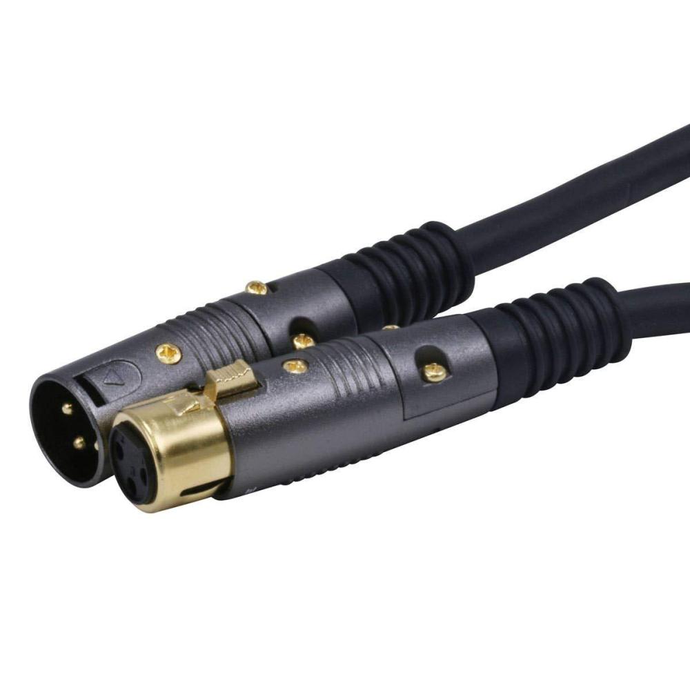 imageMonoprice XLR Male to XLR Female Cable  Gold Plated 16AWG 3 Feet Black  Premier Series150ft