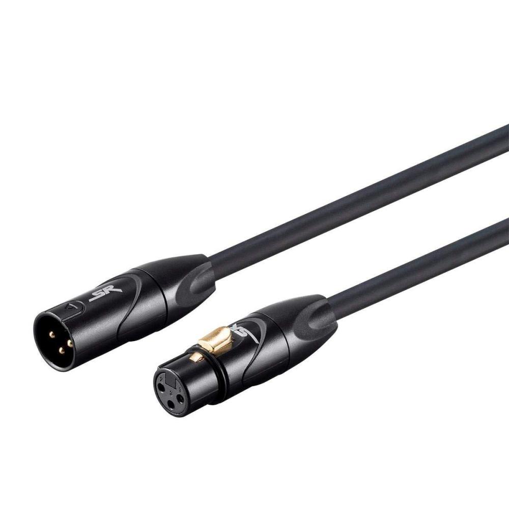 imageMonoprice XLR Male to XLR Female Cable  Microphone ampamp Interconnect Gold Plated 16AWG 6 Feet Black  Stage Right Series6ft