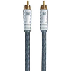 Monolith RCA Cable – 24K Gold Plated Connectors, AL foil, OFC Copper Braided Shield, 3 Feet, Silver