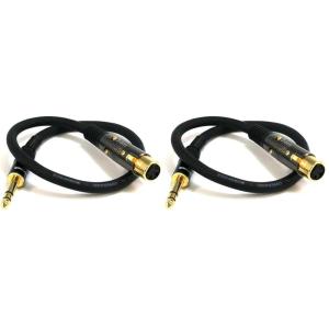 Monoprice 104768 3-Feet Premier Series XLR Female to 1/4-Inch TRS Male 16AWG Cable gold(1 Count (Pack of 2))