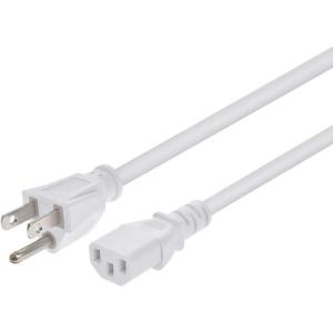 Monoprice 105294 15ft 14AWG Power Cord Cable w/ 3 Conductor PC Power Connector Socket, 15A (NEMA 5-15P to IEC-320-C13) Black(White)