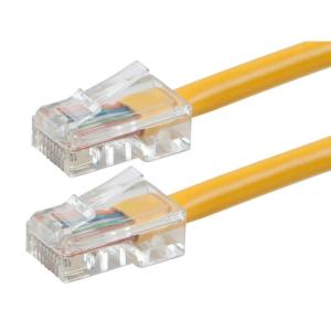 Monoprice 114285 ZerobootCat5e Ethernet Patch Cable – Network Internet Cord – RJ45, Stranded, 350Mhz, UTP, Pure Bare Copper Wire, 24AWG, 1ft, Yellow(Yellow)