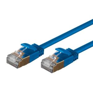 Monoprice 127502 SlimRun Cat6A Ethernet Patch Cable – Network Internet Cord – RJ45, Stranded, STP, Pure Bare Copper Wire, 36AWG, 10ft, Black(Blue)