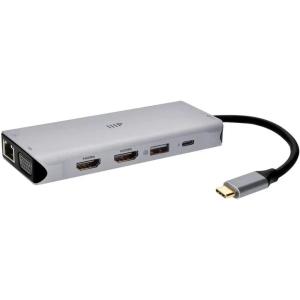 Monoprice 12-in-1 Dual-HDMI + VGA MST Triple Monitor Docking Station, Dual 4K HDMI, VGA, 5Gbps USB‑A, Gigabit Ethernet, SD/MicroSD Readers, 100W PD, 3.5mm Dual Audio/Microphone Jack