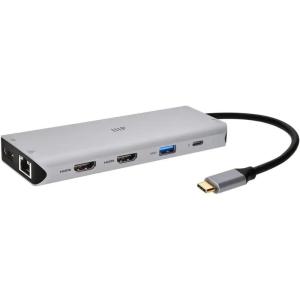 Monoprice 13-in-1 Dual-HDMI + DisplayPort Multi-Stream Transport (MST) Triple Monitor Docking Station – 4K, 5Gbps USB A, Ethernet, Card Reader, 100W PD, Silver