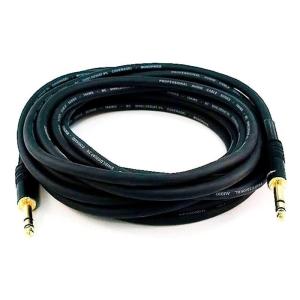Monoprice 1/4-Inch TRS Male to 1/4-Inch TRS Male Cable – 50 Feet- Black, 16AWG, Gold Plated – Premier Series(25ft)