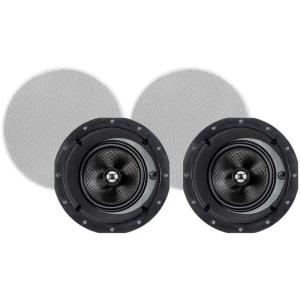 Monoprice 2-Way Carbon Fiber In-Ceiling Speakers – 8-Inch, With 15 Degree Angled Drivers, Pair, Black – Alpha Series(6.5 Inch)