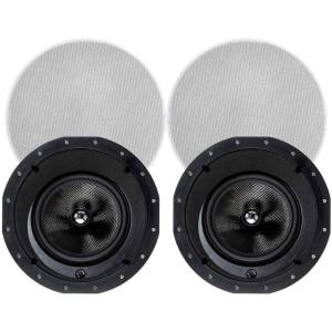 Monoprice 2-Way Carbon Fiber In-Ceiling Speakers – 8-Inch, With 15 Degree Angled Drivers, Pair, Black – Alpha Series(8 Inch)