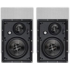 Monoprice 2-way Carbon Fiber In-Wall Surround Speaker – Dual 5.25 Inch (Single) Vari-Angled With Paintable Grille – Alpha Series Black(3 Way)