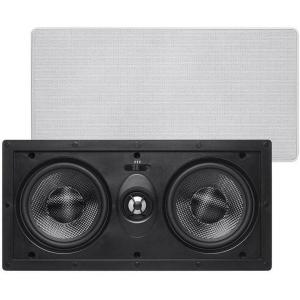 Monoprice 2-way Carbon Fiber In-Wall Surround Speaker – Dual 5.25 Inch (Single) Vari-Angled With Paintable Grille – Alpha Series Black(Center Channel)