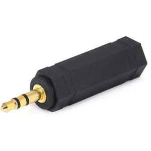 Monoprice 3.5mm Stereo Plug to 6.35mm (1/4 Inch) Stereo Jack Adaptor – Gold Plated, Black(D)