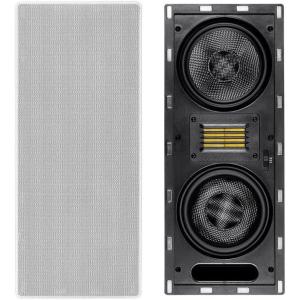 Monoprice 3-Way Carbon Fiber In-Wall Column Speaker – 6.5 Inch (Each) With Ribbon Tweeter, 8 Ohm Nominal Impedance, Magnetic Grille, 200 Watt Max, White – Amber Series