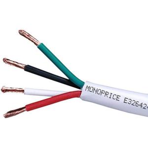 Monoprice 4-Conductor Speaker Wire – CL2 Rated, Color Coded, 12AWG, 250 Feet, White – Access Series