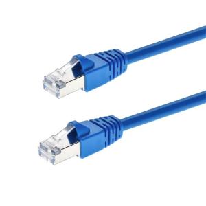 Monoprice 50FT 24AWG Cat6A 500MHz STP Ethernet Bare Copper Network Cable – Blue(Blue)