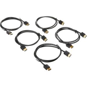 Monoprice 8K Ultra High Speed Slim HDMI Cable – HDMI 2.1, 8K@60Hz, 4K@120Hz, 48Gbps, HDR, VRR, 1ft, Black(5 Pack)