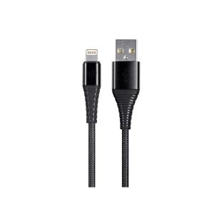 Monoprice Apple MFI Certified Lightning to USB Type A Charge & Sync Cable – Nylon-Braid, Durable, Kevlar-Reinforced, 1.5 Feet, Black – AtlasFlex Series(Black)