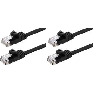 Monoprice Cat5e 1ft Black Flat Patch Cable UTP 30AWG 350MHz Pure Bare Copper Snagless RJ45 Flexboot Series Ethernet Cable(1 Feet (Pack of 2))