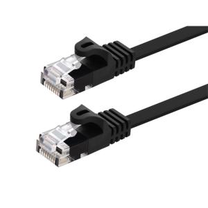 Monoprice Cat5e 5ft Black Flat Patch Cable UTP 30AWG 350MHz Pure Bare Copper Snagless RJ45 Flexboot Series Ethernet Cable(2 Feet)