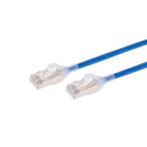 Monoprice Cat6A 15ft White Component Level Patch Cable Double Shielded (S/FTP) 30AWG 10G CM Pure Bare Copper Snagless RJ45 SlimRun Series Ethernet Cable(Blue)