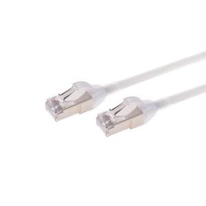 Monoprice Cat6A 15ft White Component Level Patch Cable Double Shielded (S/FTP) 30AWG 10G CM Pure Bare Copper Snagless RJ45 SlimRun Series Ethernet Cable(White)
