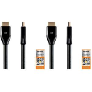 Monoprice Certified Premium HDMI Cable – 4K@60Hz, HDR, 18Gbps, YUV 4:4:4, Dual Video Stream, Compatible with DVD Player, 28AWG, 6 Feet, Black(1 Count (Pack of 2))