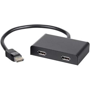 Monoprice DisplayPort 1.2 to DisplayPort Multi-Stream Transport (MST) Hub – 2-Port, DP to DP, Ideal for Digital Signage, Large Video Displays in Schools, 7.6 x 5.8 x 1.3