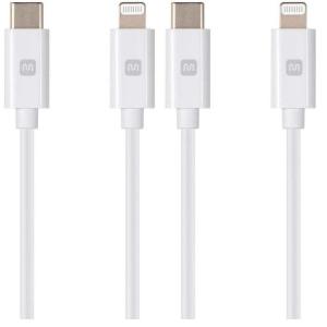 Monoprice Essential Apple MFi Certified Lightning to USB-C Charging Cable – Gold Plated, 1.5 Feet, White(1 Count (Pack of 2))