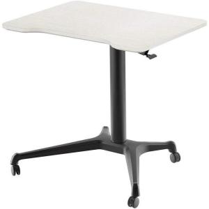 Monoprice Gas‑Lift Height Adjustable Sit‑Stand Mobile Rolling Workstation Laptop and Computer Desk V2 – Max Weight Capacity 99 Lbs, Mobile Stand for Presentations or an Active Work Lifestyle, Black(White)