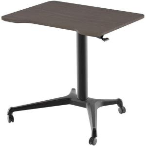 Monoprice Gas‑Lift Height Adjustable Sit‑Stand Mobile Rolling Workstation Laptop and Computer Desk V2 – Max Weight Capacity 99 Lbs, Mobile Stand for Presentations or an Active Work Lifestyle, Black(Brown)