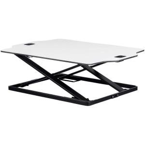 Monoprice Height Adjustable PC Workstation Cart – for Seated or Standing Position, with 28 Inch Table Top,Two Additional Accessory Shelves, Ideal for Work and Home, Black, Keyboard+ Monitor(White)