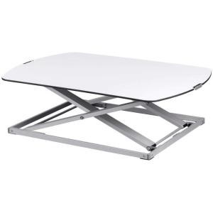 Monoprice Height Adjustable PC Workstation Cart – for Seated or Standing Position, with 28 Inch Table Top,Two Additional Accessory Shelves, Ideal for Work and Home, Black, Keyboard+ Monitor(Aluminum)