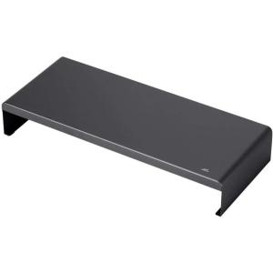 Monoprice Medium Multimedia Desktop Stand, Black Glass (27.6″ x 12.2″ x 3″) – Stand & Riser, Laptop Stand, Desktop TV Stand, Dual Monitors w/ Height Adjustable Legs – Workstream Collection (116360), 25.6″ x 11.0″(Black Metal)