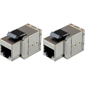 Monoprice Shielded Straight Through Cat6A RJ45 Keystone in-Line Coupler – 10G, Use for Networking As an Extender Between Two Patch Cables, Silver(1 Count (Pack of 2))