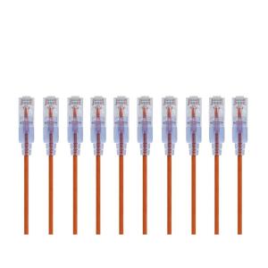 Monoprice SlimRun Cat6A Ethernet Patch Cable – Snagless RJ45 Stranded 550Mhz UTP Pure Bare Copper Wire 10G 30AWG 7ft Black 1-Pack(Orange)