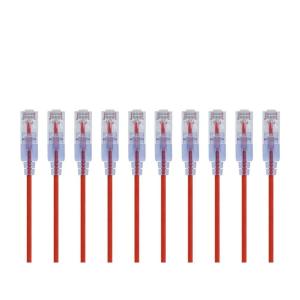 Monoprice SlimRun Cat6A Ethernet Patch Cable – Snagless RJ45 Stranded 550Mhz UTP Pure Bare Copper Wire 10G 30AWG 7ft Black 1-Pack(Red)